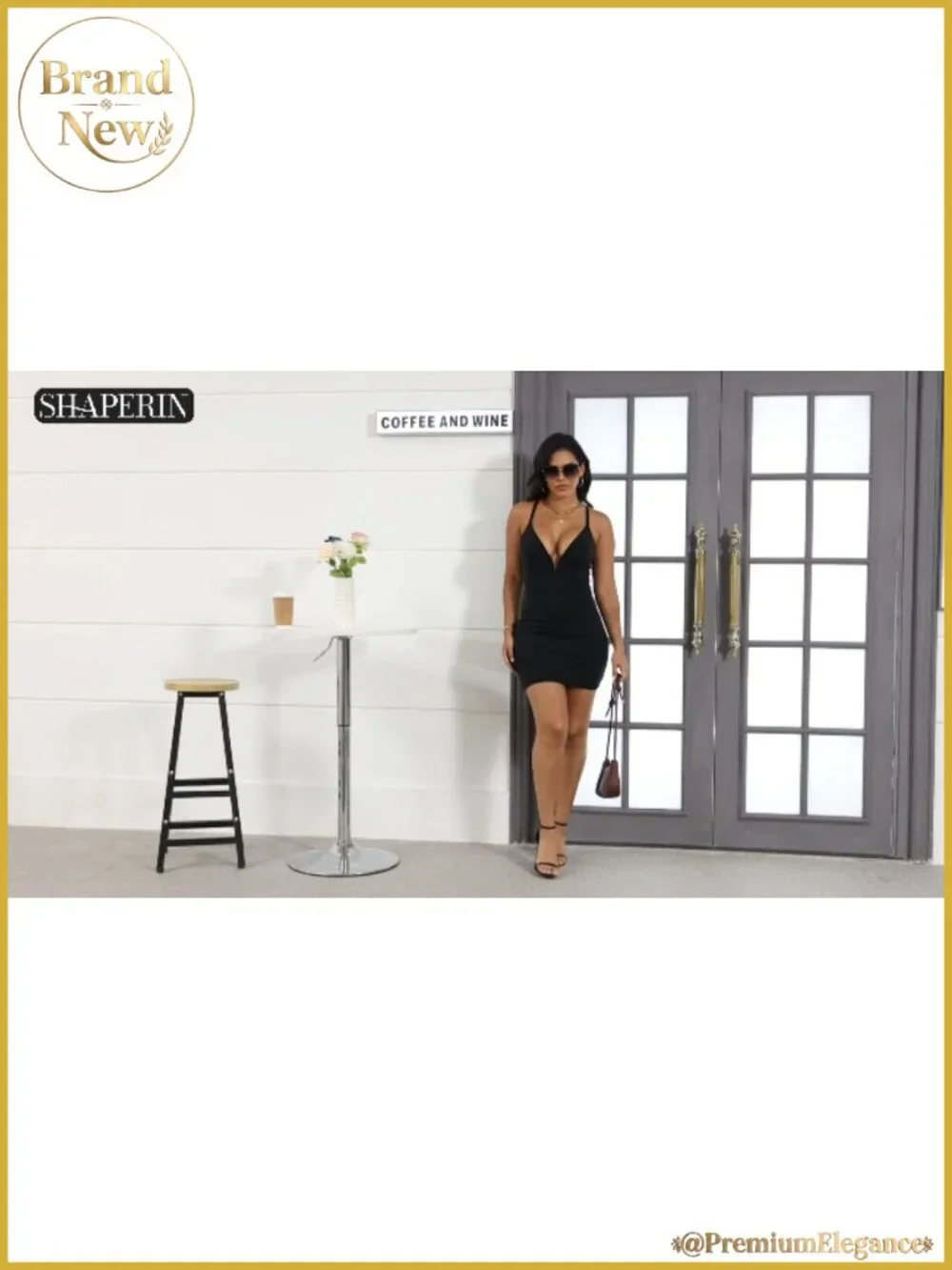 Deep V Neck Bodycon Mini Dress with Built-in Shapewear Slip Tummy Control Night